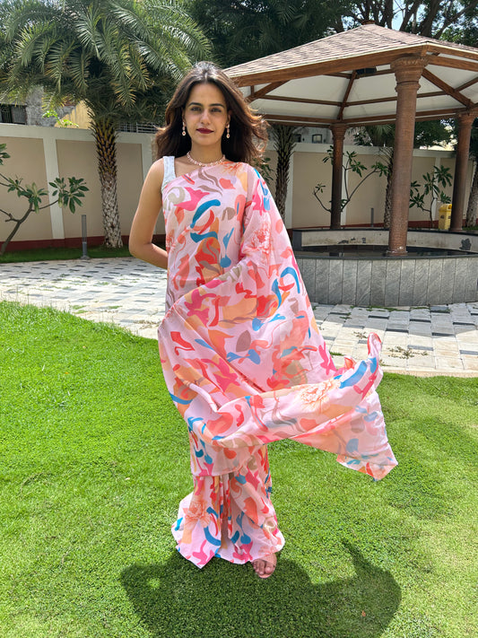 Abstract print saree